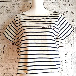 Madewell STAYCATION cotton striped crop top navy S